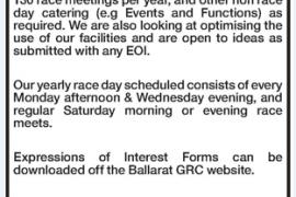 Ballarat Greyhound Racing Club | Catering “Expression of Interest”  Submission Form